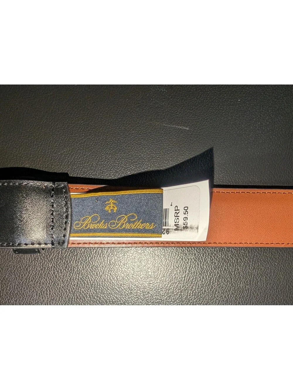 Men's Brooks Brothers Feather Edge Leather Belt Black 44